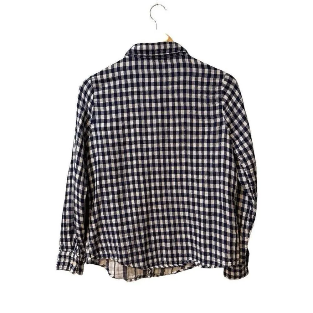 CP Shades Shirt Womens XS Blue Plaid Double Cloth Cotton Button Front USA